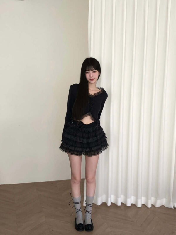 F26 凡爾賽玫瑰甜美蛋糕褲裙+Rose腰帶 set