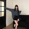 F17 設計師款miu風復古條紋POLO衫