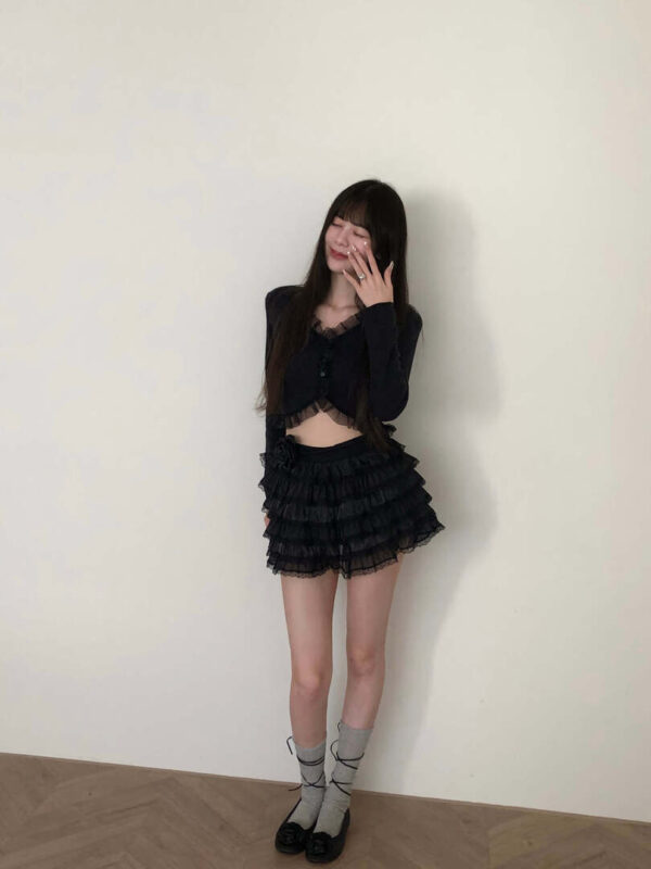 F26 凡爾賽玫瑰甜美蛋糕褲裙+Rose腰帶 set