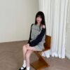 F25 設計師款Kitty露肩美式復古拼接衛衣