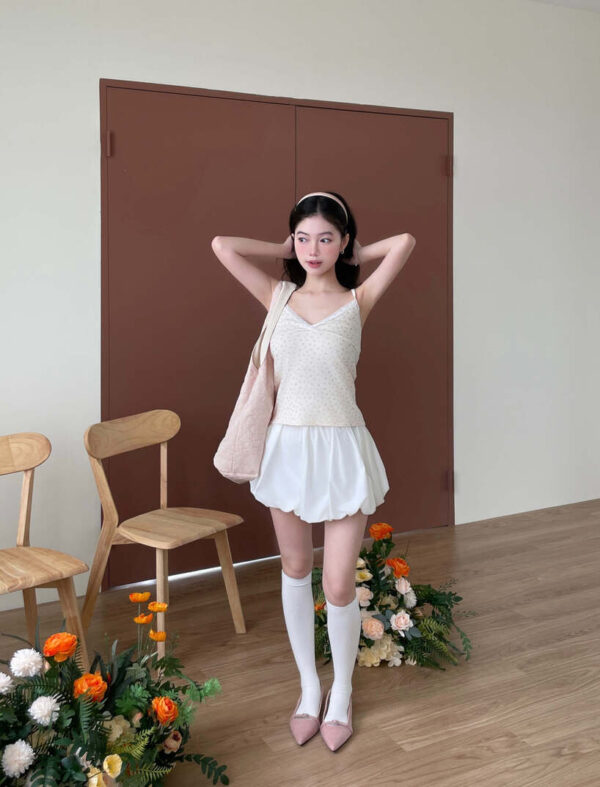 N74 Lisse小鎮pink奶油蕾絲碎花背心
