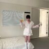 N49 “現貨” 可里娜花苞V領優雅上衣