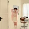 N35 奧蕾莉初夏設計師款柔軟珠光襯衫