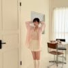 N35 “現貨” 奧蕾莉初夏設計師款柔軟珠光襯衫