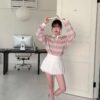 N41 “現貨” Fiona菲奧娜的粉灰條紋polo衫