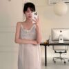 N48 西貝爾緞面蕾絲小玫瑰洋裝