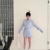 N58 “現貨” 漢南洞的春天小眾感襯衫假兩件連衣裙褲