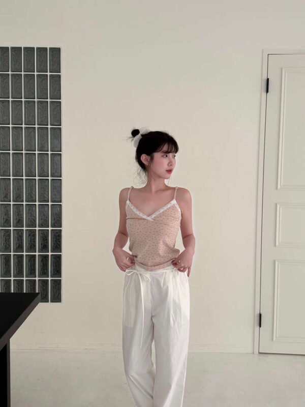N74 Lisse小鎮pink奶油蕾絲碎花背心