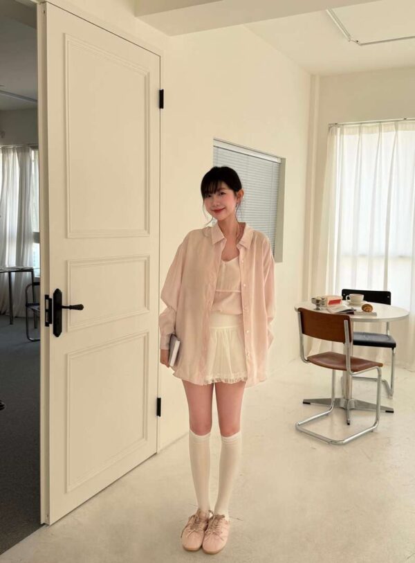N35 奧蕾莉初夏設計師款柔軟珠光襯衫