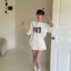 P69 Nubia紐比貴族小貓斜肩設計棉tee