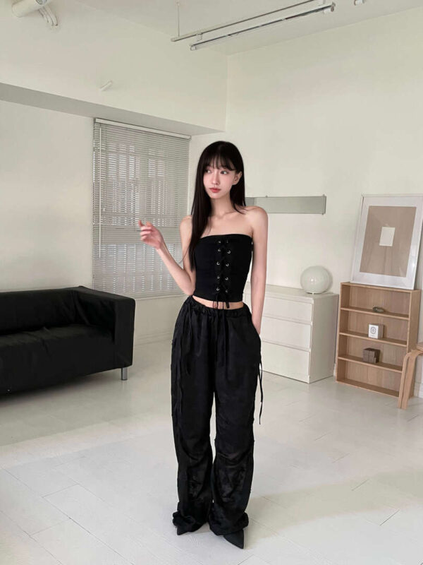 P50 克萊唯的平口網紗綁帶背心bra top