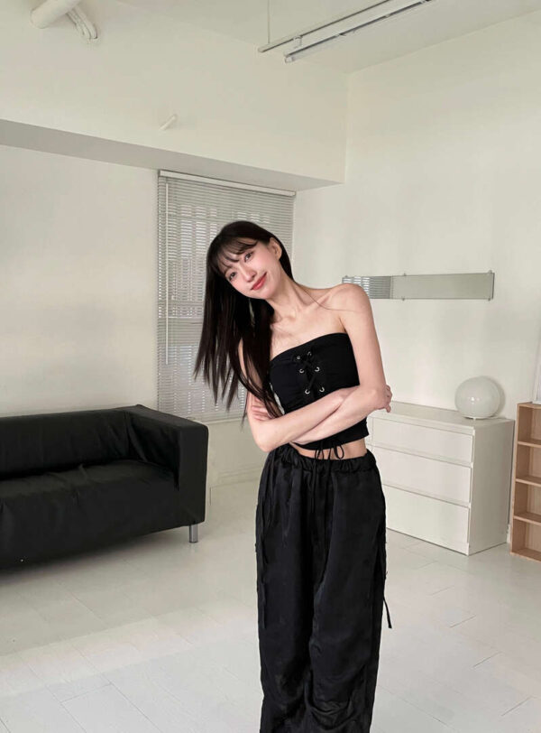 P50 克萊唯的平口網紗綁帶背心bra top