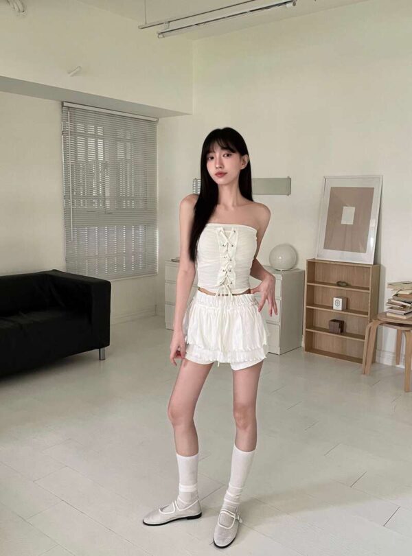 P50 克萊唯的平口網紗綁帶背心bra top