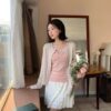 P03 英格蘭的夢中花園柔粉背心+條紋外套set
