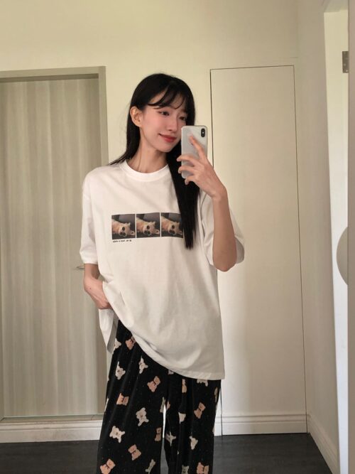 P40 布朗尼的墨鏡小狗柔軟棉tee