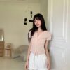 P16 歐瑞安娜的抓皺柔軟蕾絲T-shirt