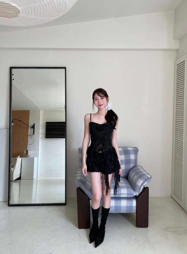 R02 莉塔玫瑰蕾絲飄帶背心bra top