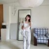 R04 寧芙的小花蕾絲一字領上衣