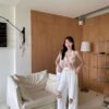 R09 西雅圖女孩粉玫瑰紗質繞脖背心