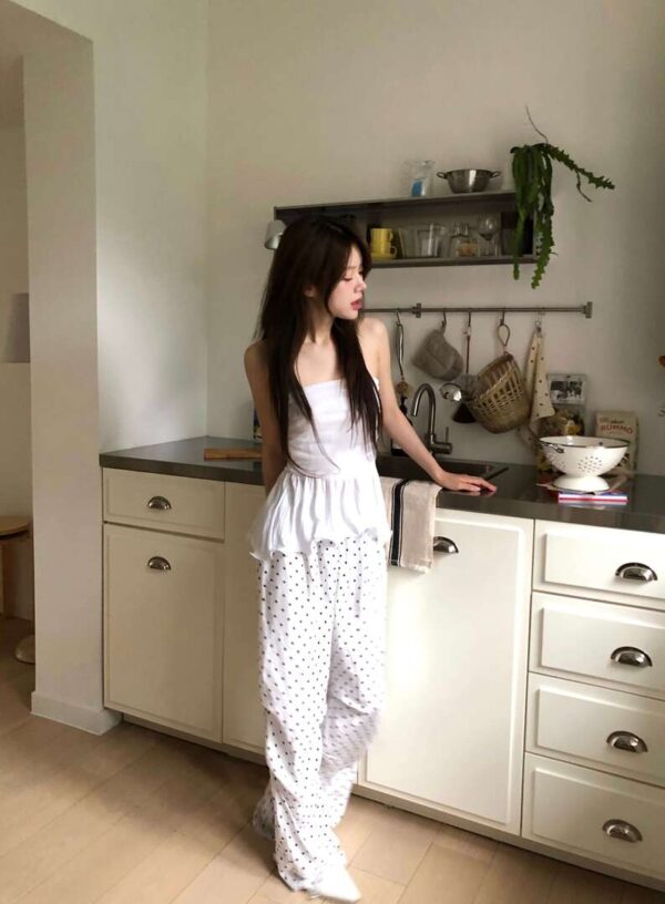 T16 葛妮絲娜的法式圓點鬆緊腰棉褲