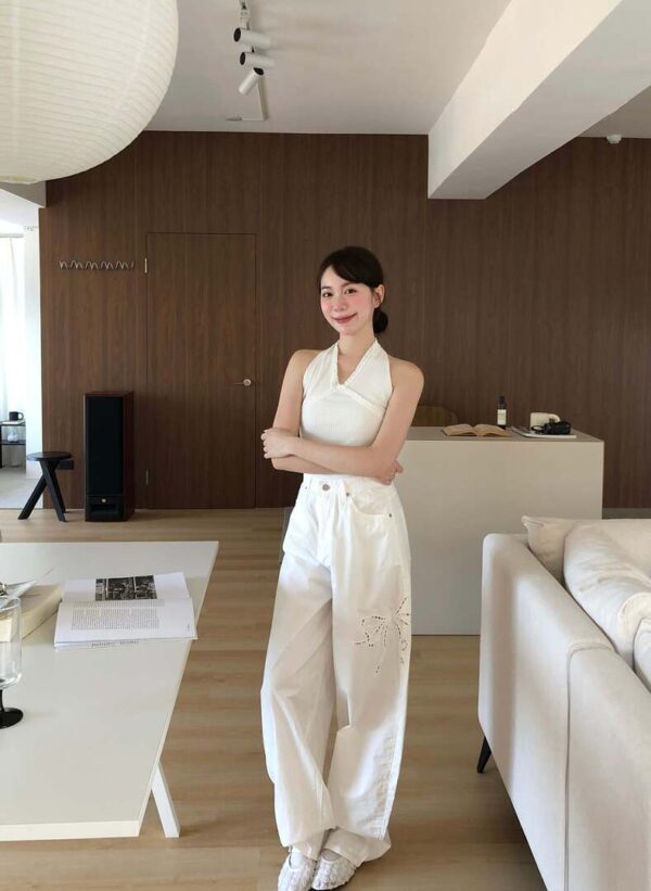 T14 Elodie艾洛蒂的繞脖蝴蝶結蕾絲背心