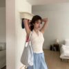 T14 Elodie艾洛蒂的繞脖蝴蝶結蕾絲背心