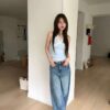T26 法蘭西夏日特殊剪裁顯瘦刷色牛仔褲