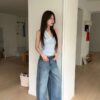 T26 法蘭西夏日特殊剪裁顯瘦刷色牛仔褲