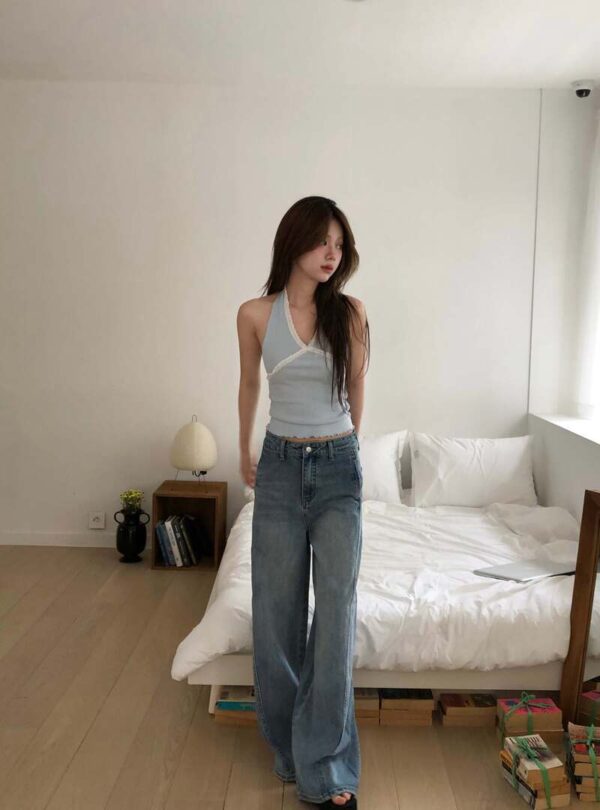 T26 法蘭西夏日特殊剪裁顯瘦刷色牛仔褲