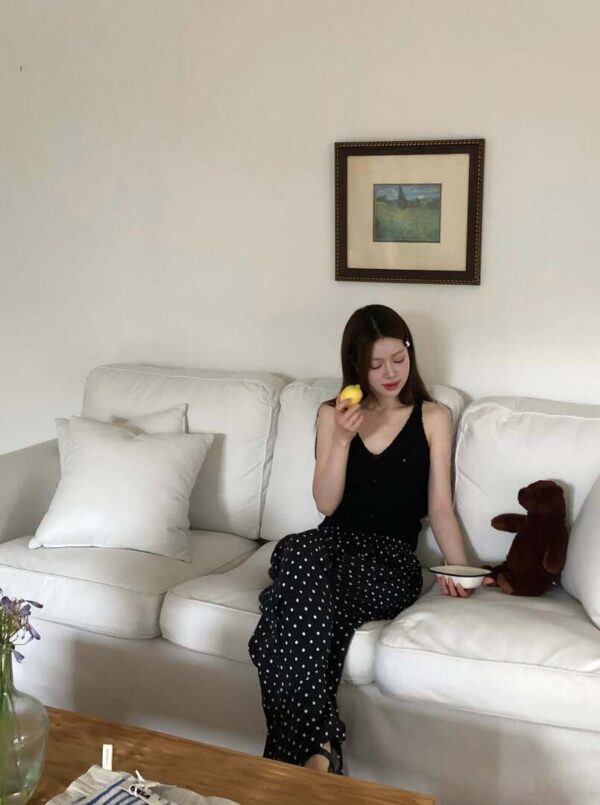 T16 葛妮絲娜的法式圓點鬆緊腰棉褲
