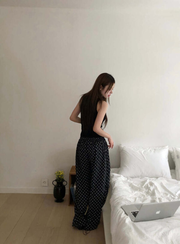 T16 葛妮絲娜的法式圓點鬆緊腰棉褲