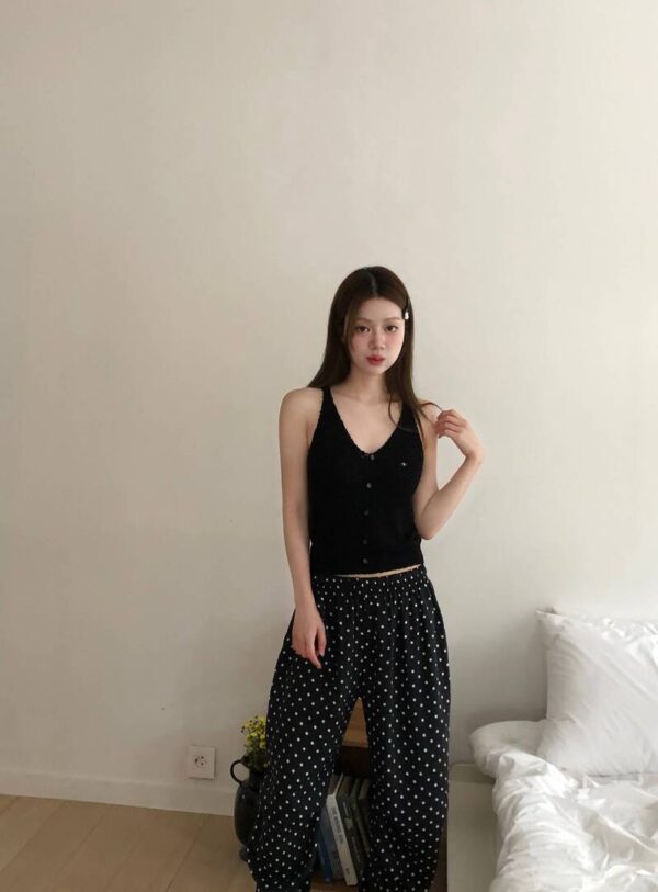 T16 葛妮絲娜的法式圓點鬆緊腰棉褲