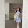 S27 南義的假期格紋綁帶洋裝