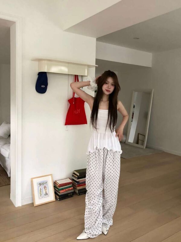 T16 葛妮絲娜的法式圓點鬆緊腰棉褲
