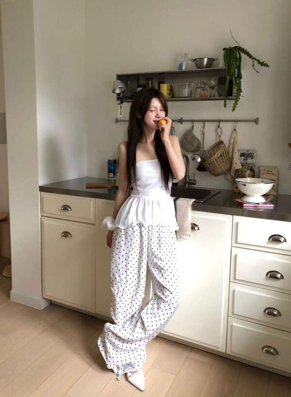 T16 葛妮絲娜的法式圓點鬆緊腰棉褲