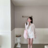 S26 Rebecca麗貝卡的柔粉直條紋蕾絲襯衫