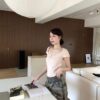 T72 卡爾尼娜的淺迷彩薄款氣球彎刀牛仔褲