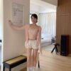 T11 辛迪的嫩粉荷葉邊柔軟針織背心+外套set