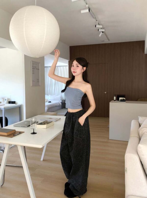 T71 Hasina哈西娜的法式小豹紋寬鬆棉褲