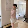 T11 辛迪的嫩粉荷葉邊柔軟針織背心+外套set