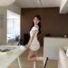 T73 梅莉艾爾的愛神小閃鑽假兩件背心一字領上衣
