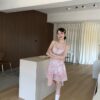 T68 Esther艾絲特的夢幻暈染玫瑰後綁帶洋裝