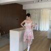 T68 Esther艾絲特的夢幻暈染玫瑰後綁帶洋裝