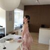 T68 Esther艾絲特的夢幻暈染玫瑰後綁帶洋裝