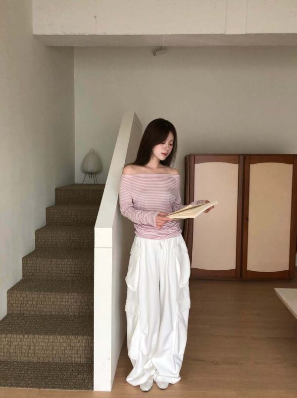 V03 露娜恩的法式大口袋薄款工裝棉褲