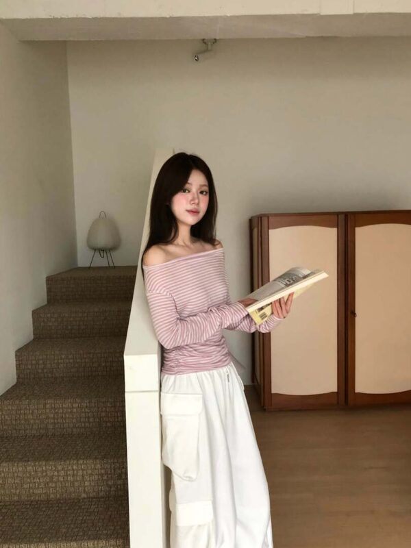 1 (45) V06 貝絲的柔軟條紋薄款針織上衣