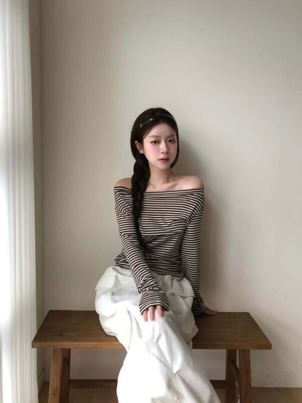 1 (99) V06 貝絲的柔軟條紋薄款針織上衣