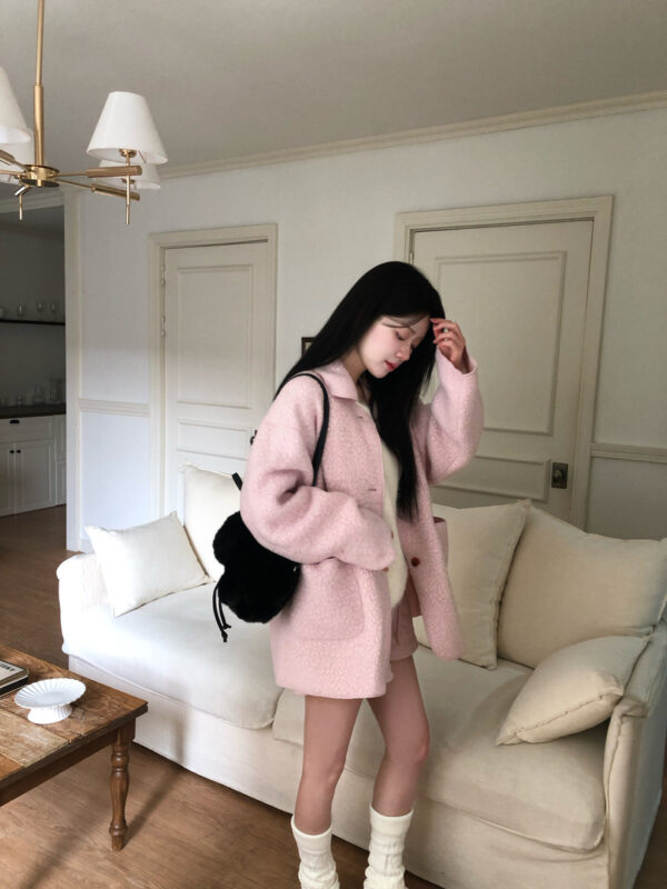 W47 Aurelie奧莉薇柔粉羊毛大衣