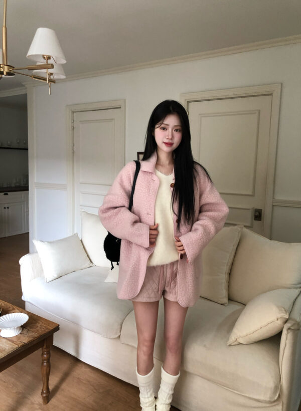 W47 Aurelie奧莉薇柔粉羊毛大衣