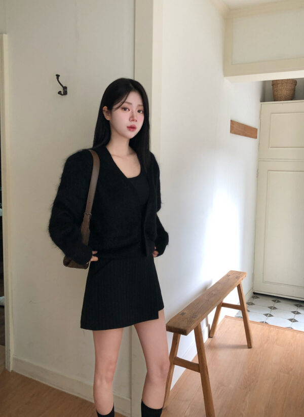 W26 波爾多的毛呢條紋顯瘦褲裙